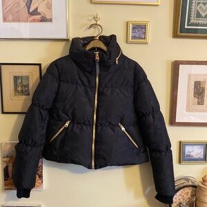Mackage Black Puffer Jacket with Gold Accents